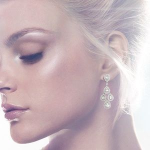 Authentic Swarovski Chandelier Earrings Clear Crystals Rhodium Plated